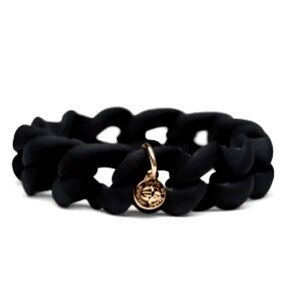 Marc by Marc Jacobs Gold Turnlock Black Chubby Link Stretch Bracelet